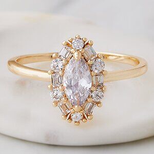 Charmed Aroma Marquise  ring, size 7,  Gold Finish
